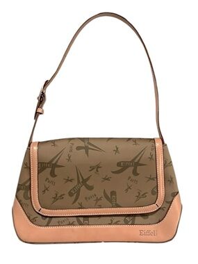 La Tour Eiffel Paris Two Tone Leather Shoulder Bag Purse